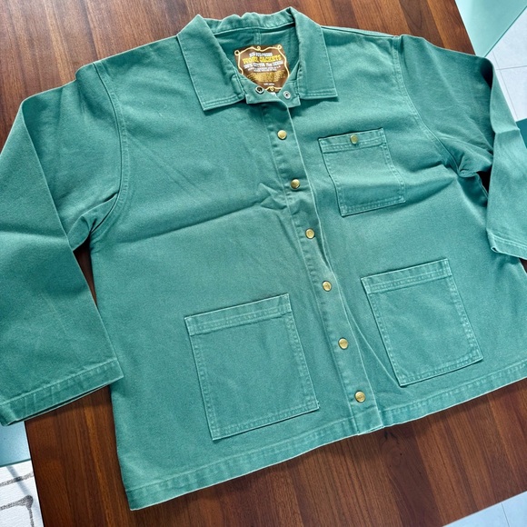 Big Bud Press Denim Work Jacket Emerald Green Unisex 1XL 100% Cotton Plus Size - Picture 9 of 16